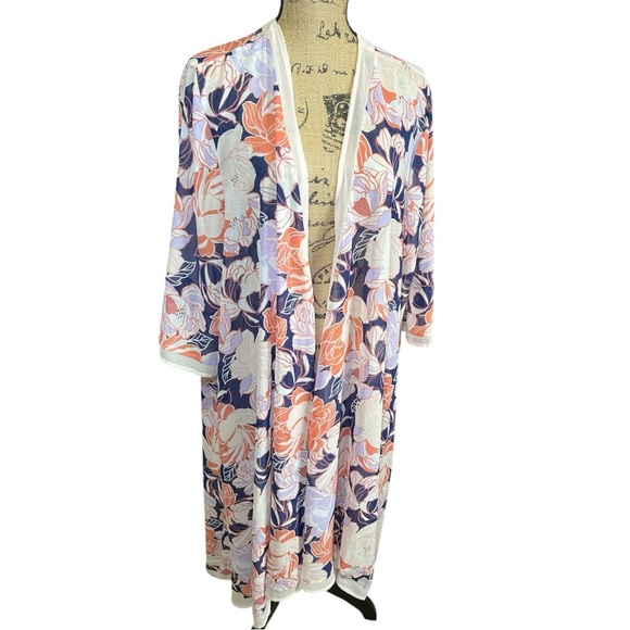 TORRID Sheer Floral Kaftan Swim Cover Up Poolside Vacation Travel Beach Summer‎ - Picture 2 of 7